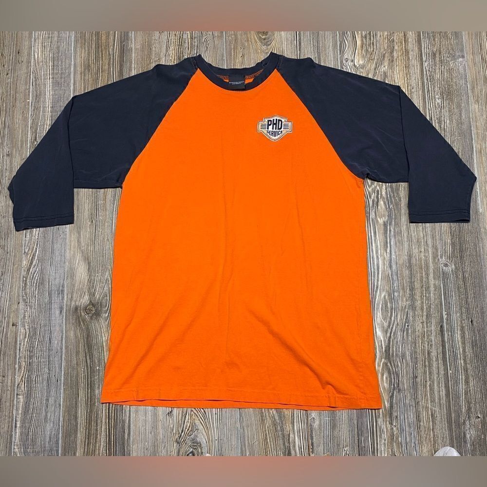 Harley Davidson Shirt Mens XL University PHD Service Black Orange Cotton Logo